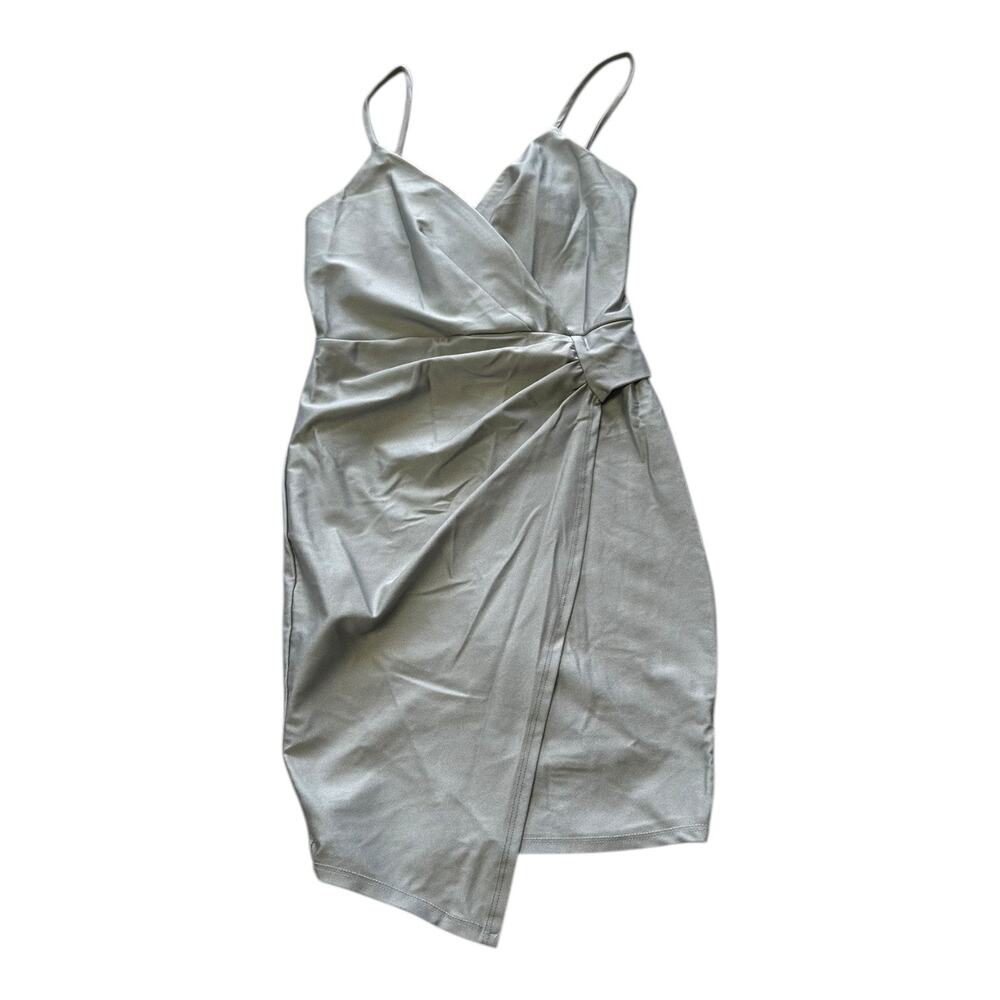 Womens Bodycon Dress Side Small Sexy Silver Faux Wrap Prom HoCo Date Night